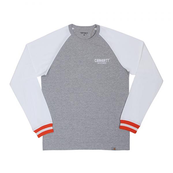 (I018683)WIP LS RILEY T-SHIRT-GREY HEATHER/WHT
