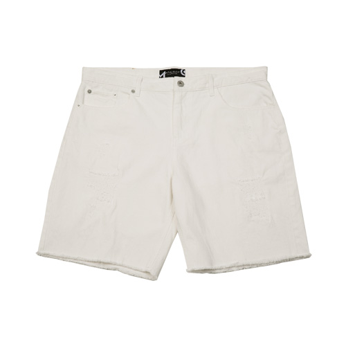 DAMAGED DENIM SHORT PANTS_WHITE