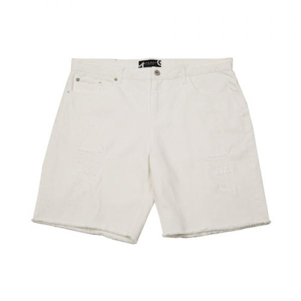 DAMAGED DENIM SHORT PANTS_WHITE