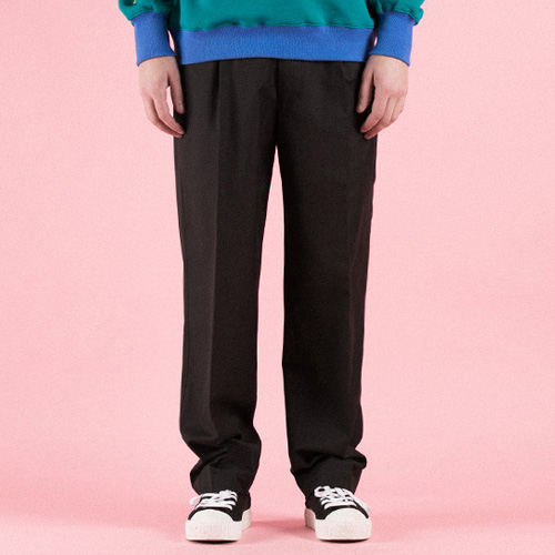 COLOR DIVIDIED WIDE SLACKS_BLACK
