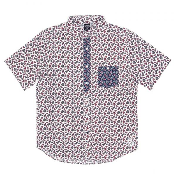 ELITE PAISLEY WOVEN SS SHIRT-WHT (0204)