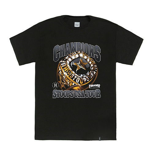 HUF X THRASHER WORLD CHAMPS TEE-BLK