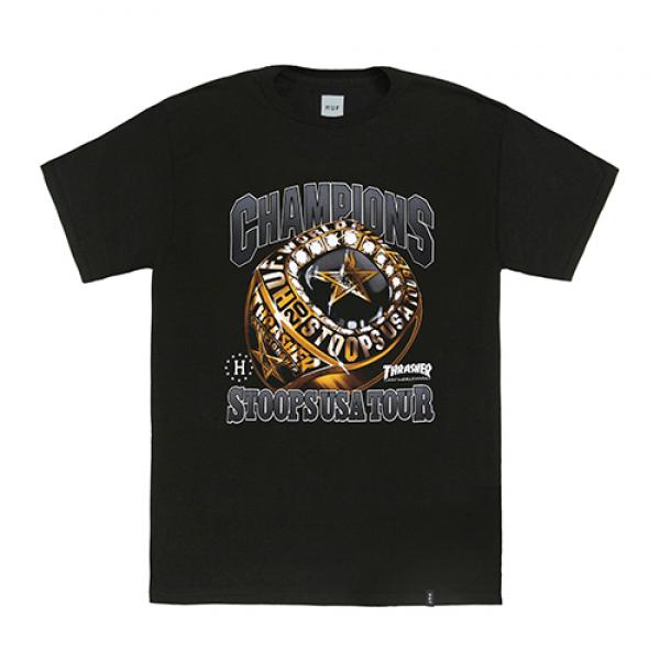 HUF X THRASHER WORLD CHAMPS TEE-BLK
