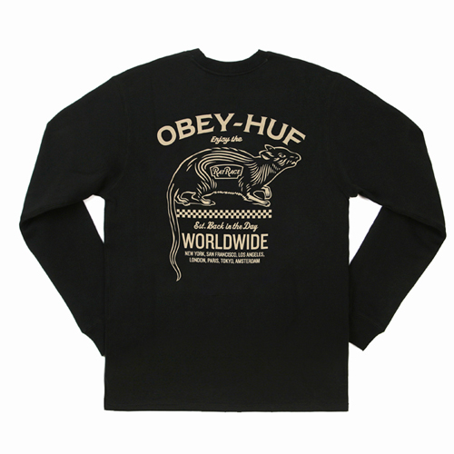 HUF X OBEY RAT RACE CREW-BLK