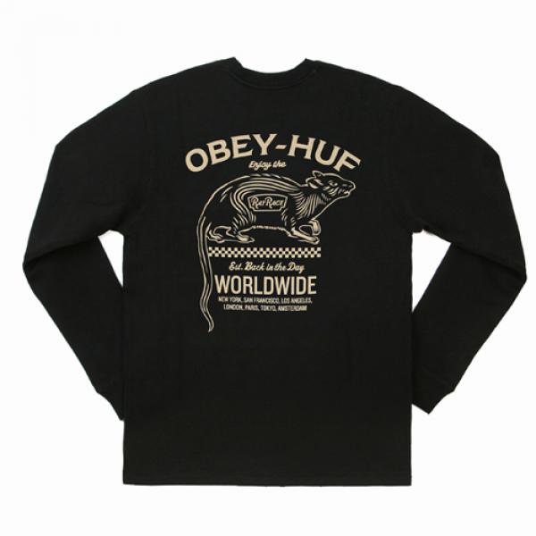 HUF X OBEY RAT RACE CREW-BLK
