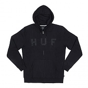 HUF LOGO ZIP UP HOOD_BLK