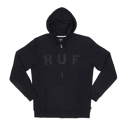 HUF LOGO ZIP UP HOOD_BLK