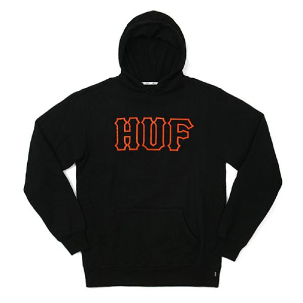 HUF CLASSIC LOGO PULLOVER HOOD-BLK