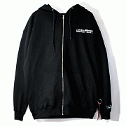 BASIC LOGO ZIP UP HOODIE-BLACK
