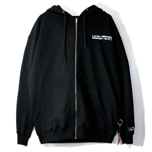 BASIC LOGO ZIP UP HOODIE-BLACK