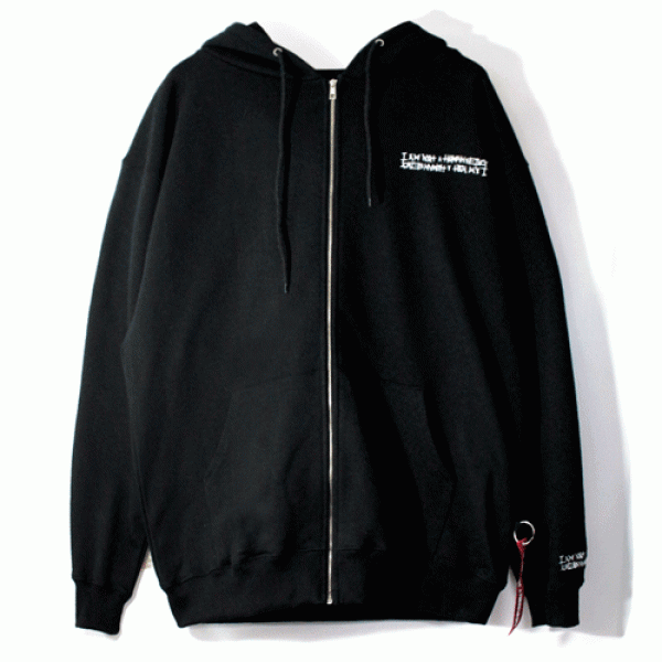 BASIC LOGO ZIP UP HOODIE-BLACK