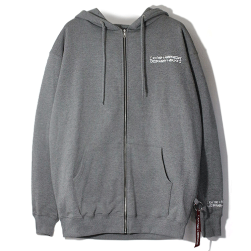 BASIC LOGO ZIP UP HOODIE-GREY