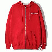 BASIC LOGO ZIP UP HOODIE-RED