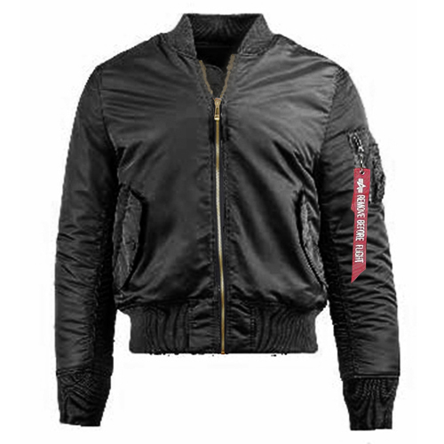SLIM FIT MA-1 FLIGHT JACKET-BLACK*