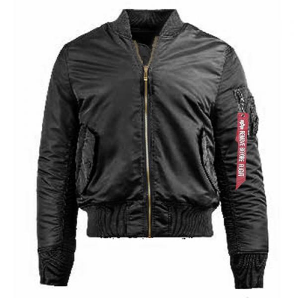 SLIM FIT MA-1 FLIGHT JACKET-BLACK*