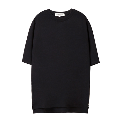 UNISEX BASIC OVERSIZED ZIPPER T-SHIRTS BLACK