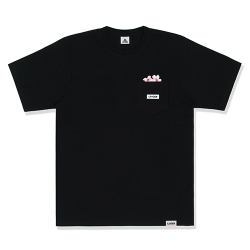 FLORAL POCKET TEE-BLACK