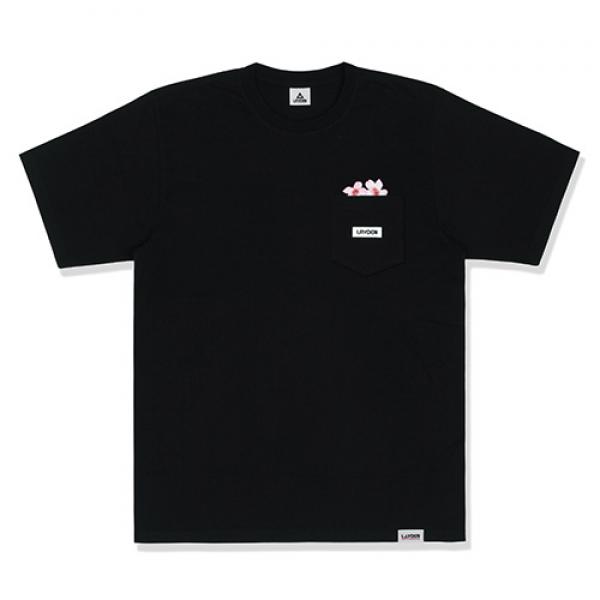 FLORAL POCKET TEE-BLACK