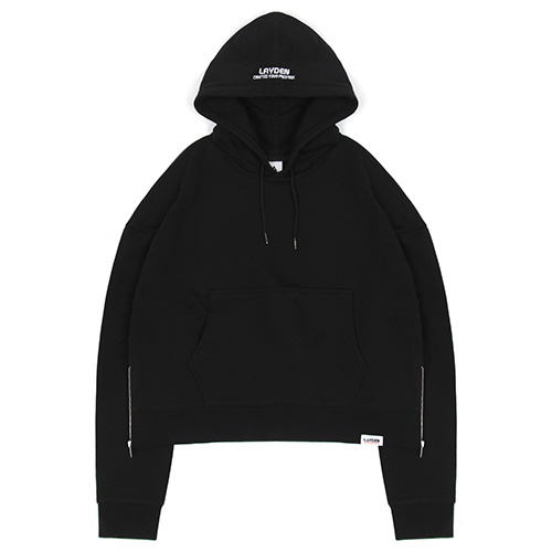 SHORT OVERSIZE PULLOVER HOODIE-BLACK