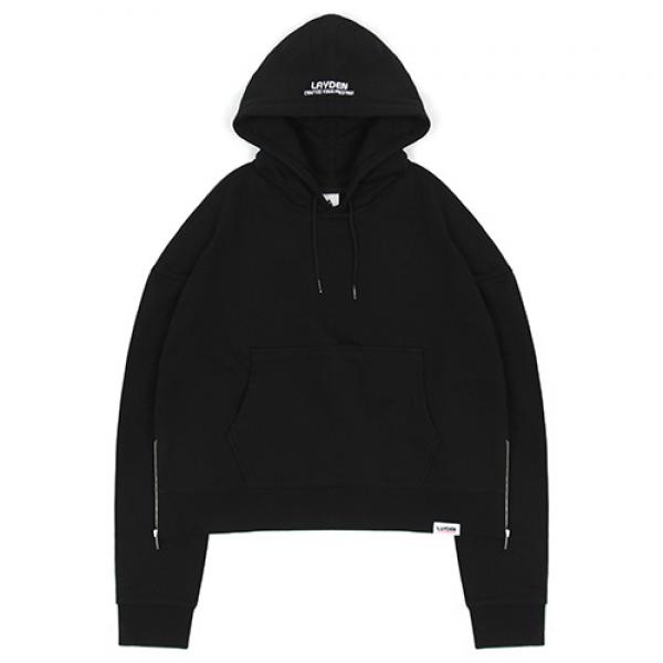 SHORT OVERSIZE PULLOVER HOODIE-BLACK