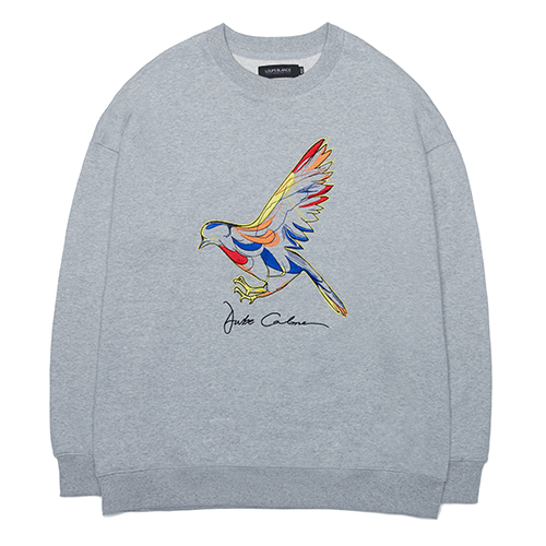 BIRD EMBROIDERED SWEATSHIRT-GREY