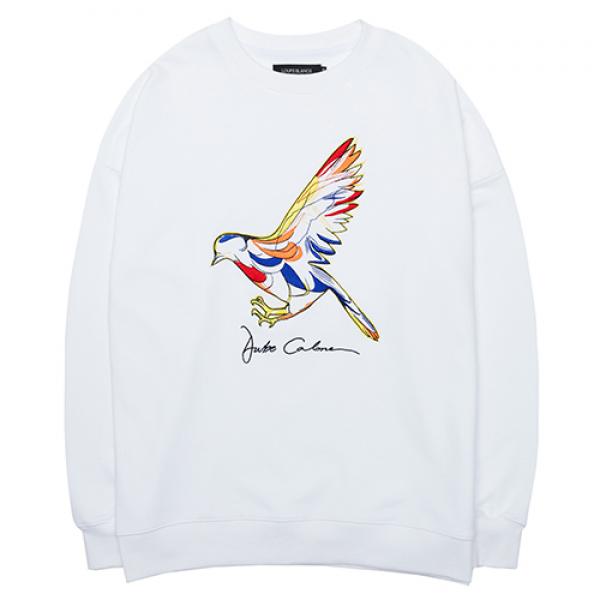 BIRD EMBROIDERED SWEATSHIRT-WHITE