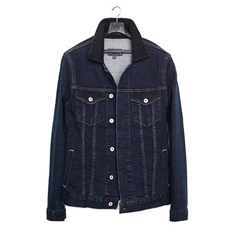 [MODIFIED] M#0433 BLACK COLLAR DENIM JACKET