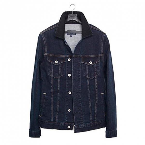 [MODIFIED] M#0433 BLACK COLLAR DENIM JACKET