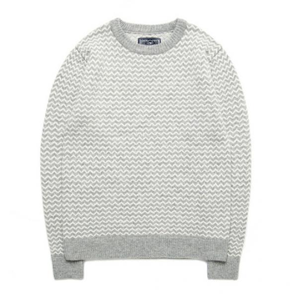 [MODIFIED] M0461 ZIGZAG WOLL KNIT SWEATER GREY
