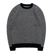 [MODIFIED] M0462 ZIGZAG WOLL KNIT SWEATER BLK