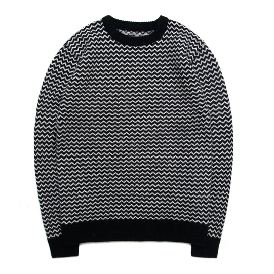 [MODIFIED] M0462 ZIGZAG WOLL KNIT SWEATER BLK