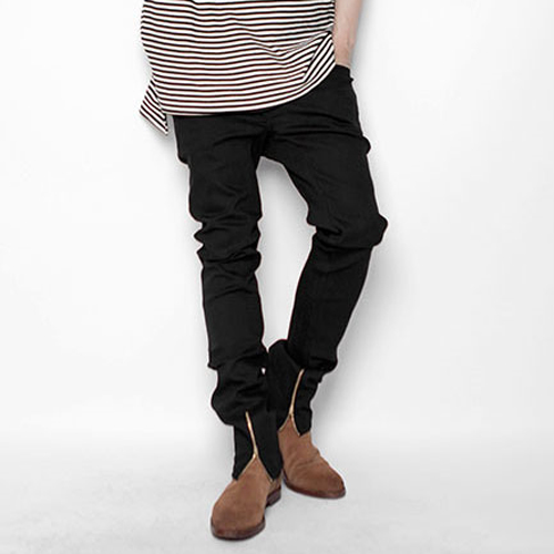 DOUBLE STITCH PANTS BLACK(ZIP VER) NEW SLIM FIT
