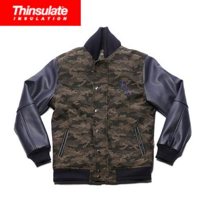 [ROMANTIC CROWN] HERRINGBONE CAMO STADIUM JACKET_NAVY