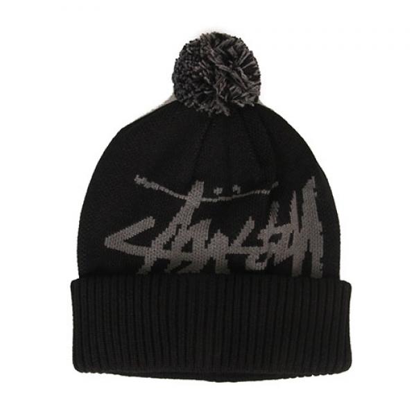 BIG STOCK POM BEANIE-BLK