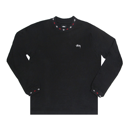 DIAMOND COLLAR L/SL CREW-BLACK