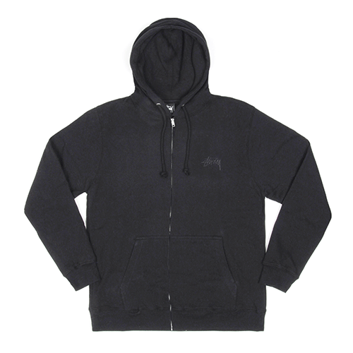 TONAL STOCK ZIP HOOD-BLACK