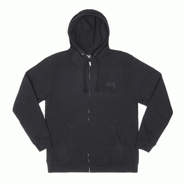 TONAL STOCK ZIP HOOD-BLACK
