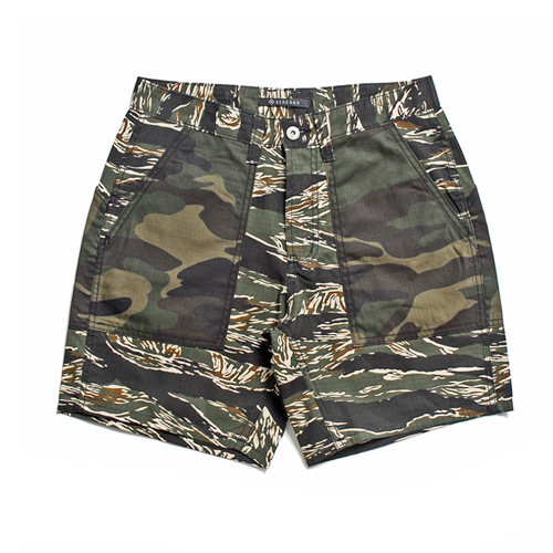 DOUBLE CAMO BLOCK SHORTS-TIGER CAMO
