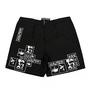 DOODLE PATCHED SHORTS-BLACK