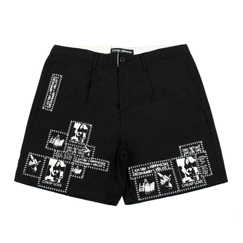 DOODLE PATCHED SHORTS-BLACK