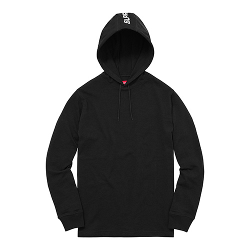 HOODED STRIPE L/S TOP-BLACK