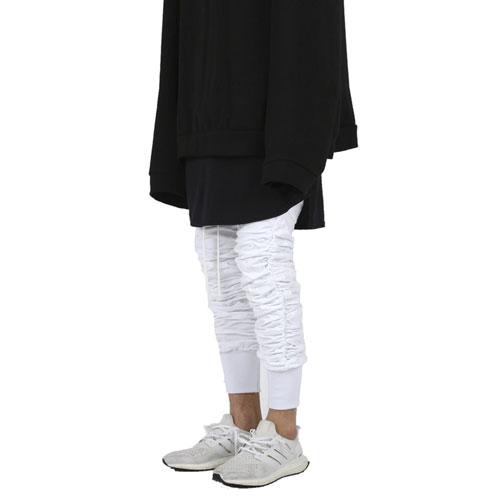 Shirring Jogger Pants-WHITE