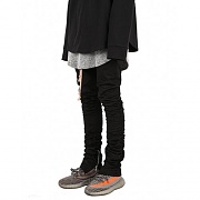 Sacky Shirring Zipper Pants-BLACK