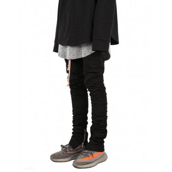 Sacky Shirring Zipper Pants-BLACK