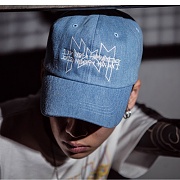 I AM NOT A HUMAN BEING X NYPM LOGO BALL CAP-SERIES DENIM