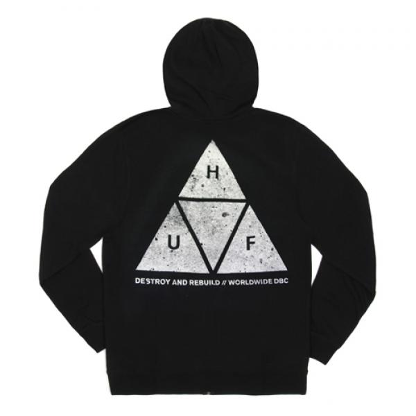 CONCRETE TRIPLE TRIANGLE PULLOVER FLEECE-BLK