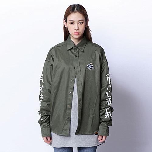[ROMANTIC CROWN]  Drop shoulder Wide Shirt_Khaki