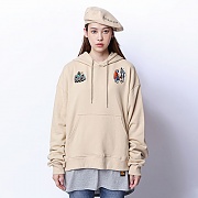 [ROMANTIC CROWN]  Drop shoulder Wide Hoodie_Beige