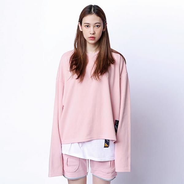 [ROMANTIC CROWN] Standard Drop shoulder Wide Crew neck_Pink