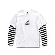 [URBAN STUFF] USF LAYERD STRIPE SLEEVE TEE WHITE